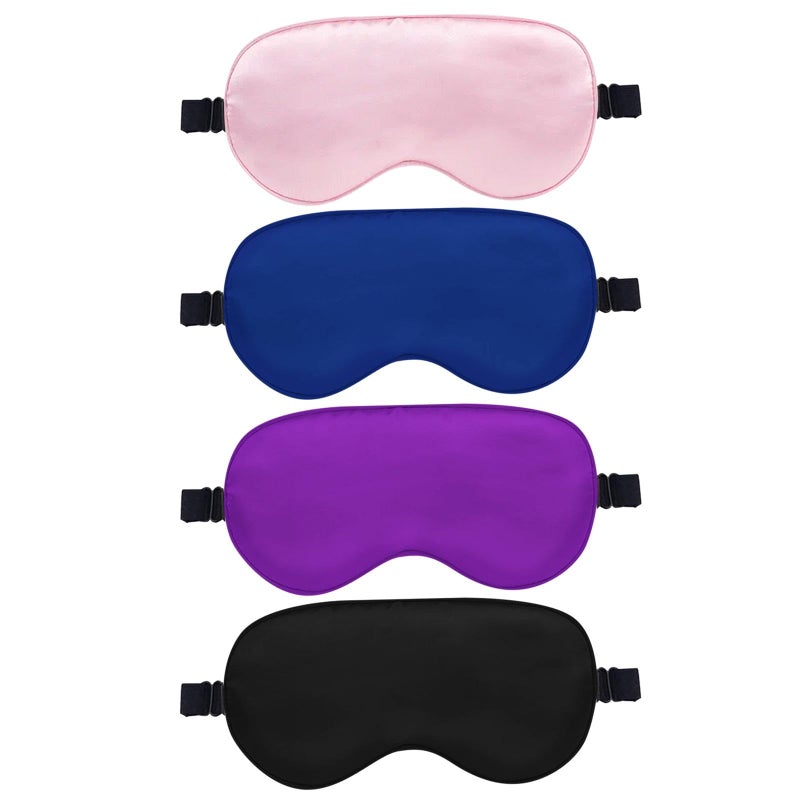 MUNSKT 4 Pieces Sleep Mask,Sleeping Eye Masks for Women Men Children, Soft Eye Mask for Sleeping, Blackout Eye Mask with Adjustable Strap, Eye-Cover Blindfold for Night,Travel,Nap (4 Colors)